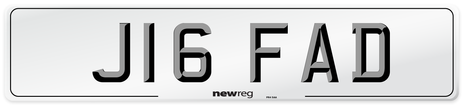J16 FAD Number Plate from New Reg